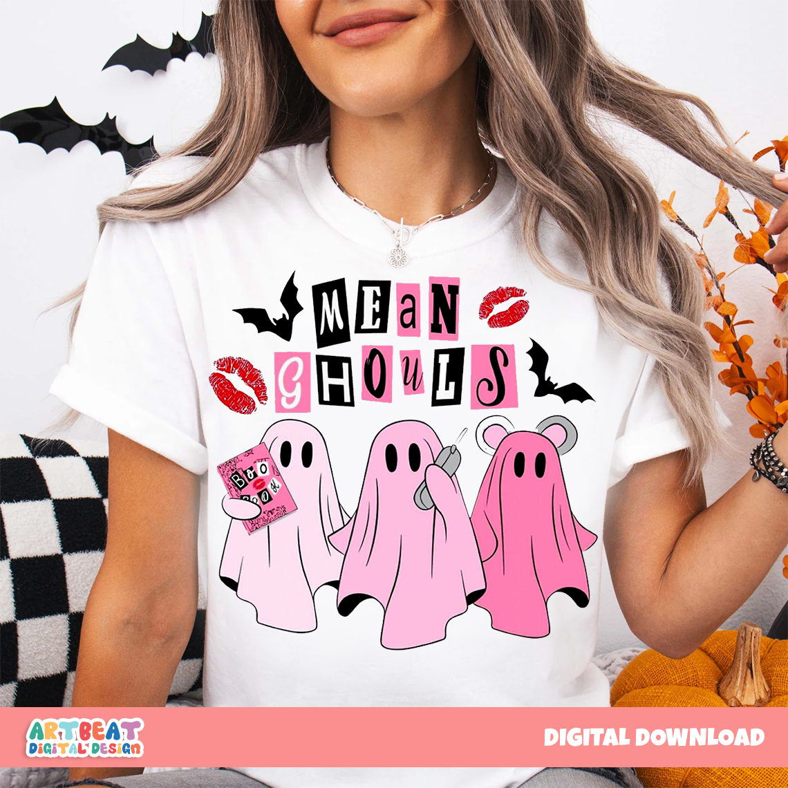 Mean Ghouls Halloween PNG SVG, Funny Ghost Shirt Design, Spooky Season Sublimation Clipart, Cricut Halloween Digital Download