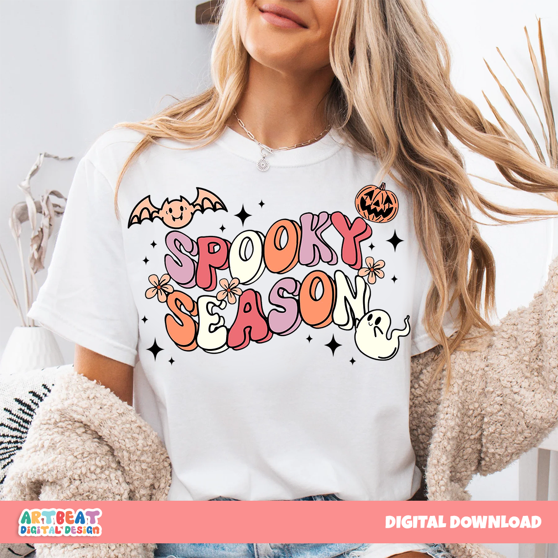 Spooky Season Pumpkin PNG SVG, Cute Halloween Clipart, Retro Pumpkin Sublimation for Shirts, Stickers, Mugs, Fall Crafts & Decor