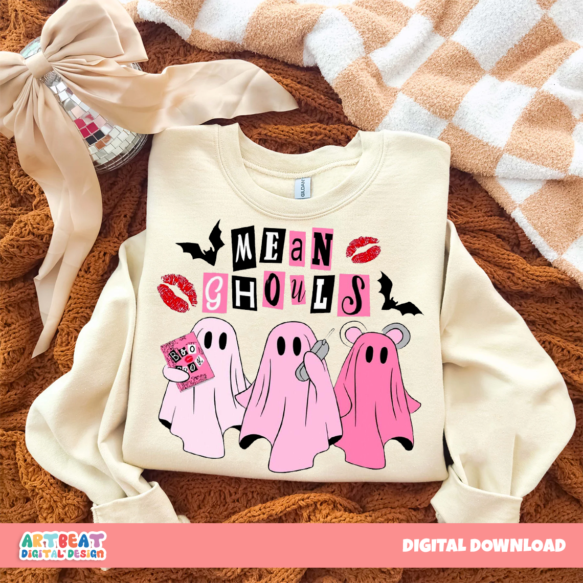 Mean Ghouls Halloween PNG SVG, Funny Ghost Shirt Design, Spooky Season Sublimation Clipart, Cricut Halloween Digital Download