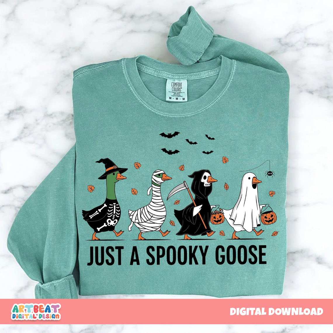 Halloween Spooky Goose PNG SVG, Funny Goose Clipart, Retro Halloween Sublimation, Digital Download for Shirts, Stickers & Crafts