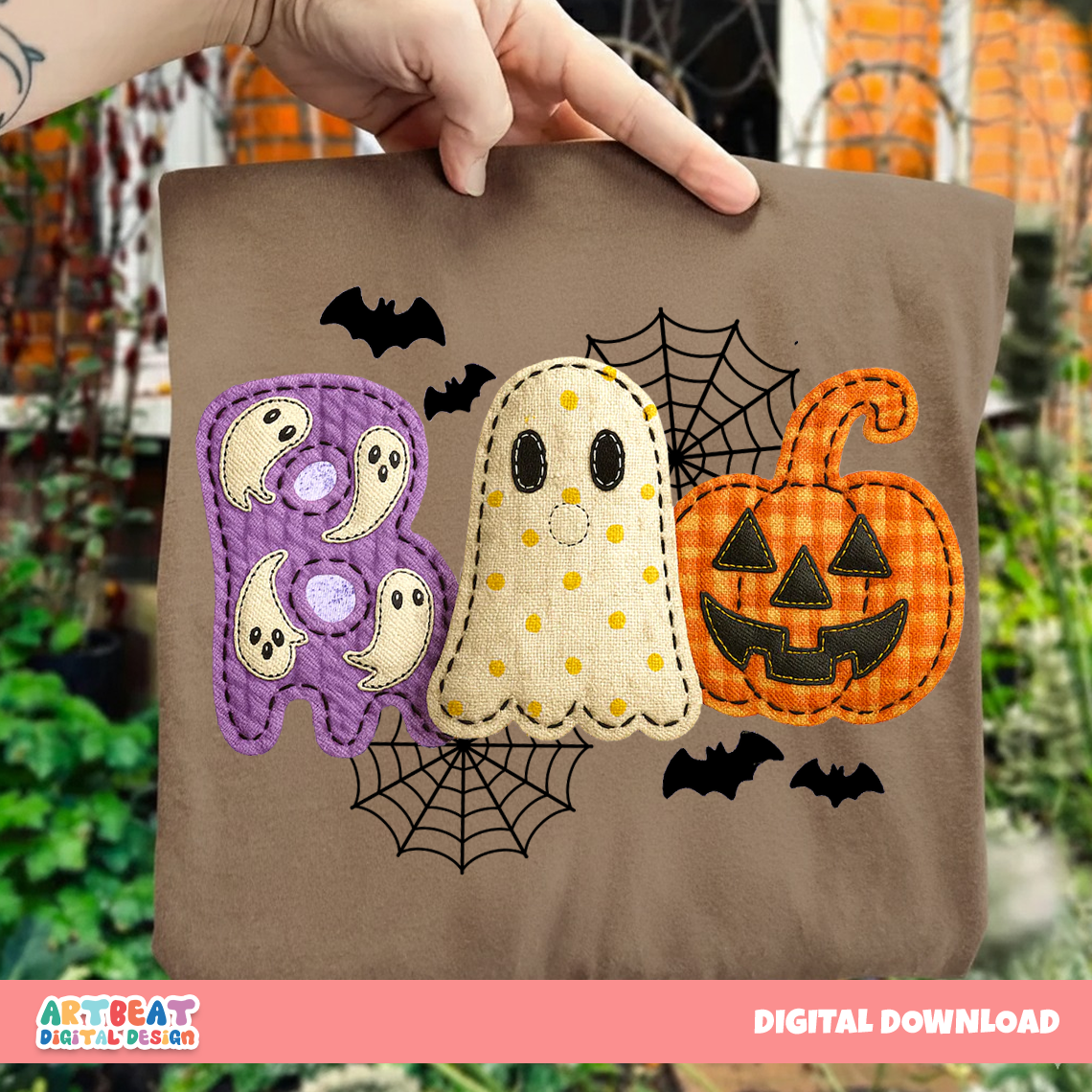 Preppy Boo Floral Ghost Pumpkin PNG SVG, Cute Halloween Clipart, Trendy Digital Download for Cricut, Sublimation & Stickers Digital Files