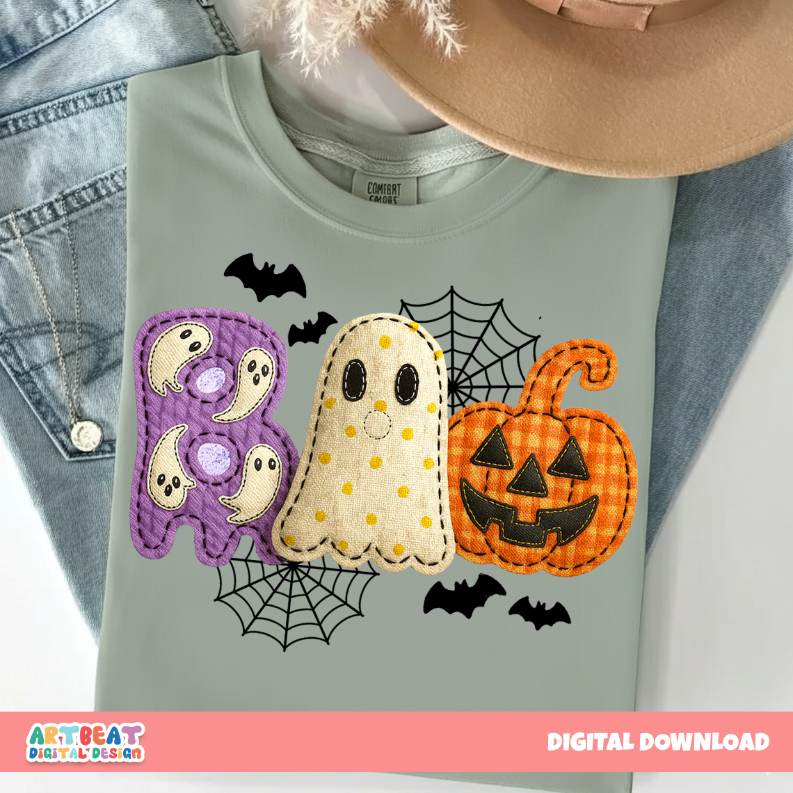 Preppy Boo Floral Ghost Pumpkin PNG SVG, Cute Halloween Clipart, Trendy Digital Download for Cricut, Sublimation & Stickers Digital Files