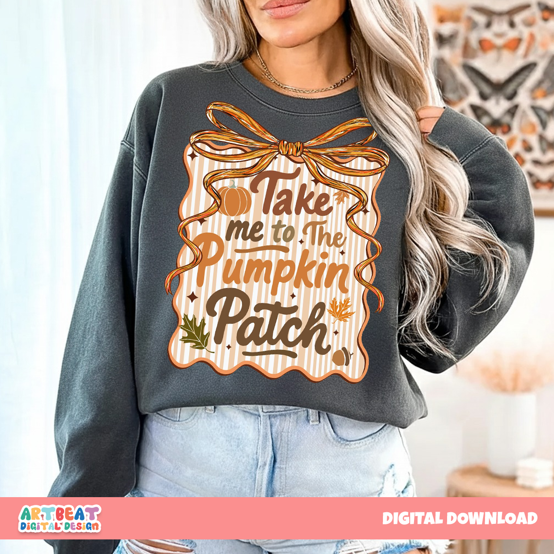 Take Me To The Pumpkin Halloween PNG SVG, Cute Fall Shirt Design, Pumpkin Patch Sublimation, Retro Autumn Cricut Silhouette Cut File