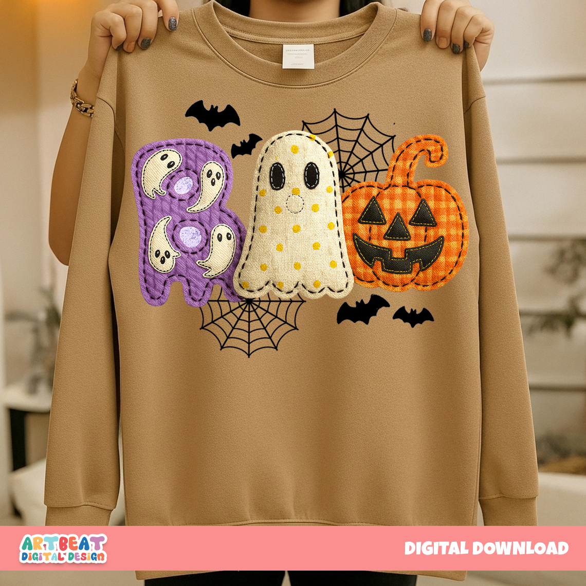Preppy Boo Floral Ghost Pumpkin PNG SVG, Cute Halloween Clipart, Trendy Digital Download for Cricut, Sublimation & Stickers Digital Files