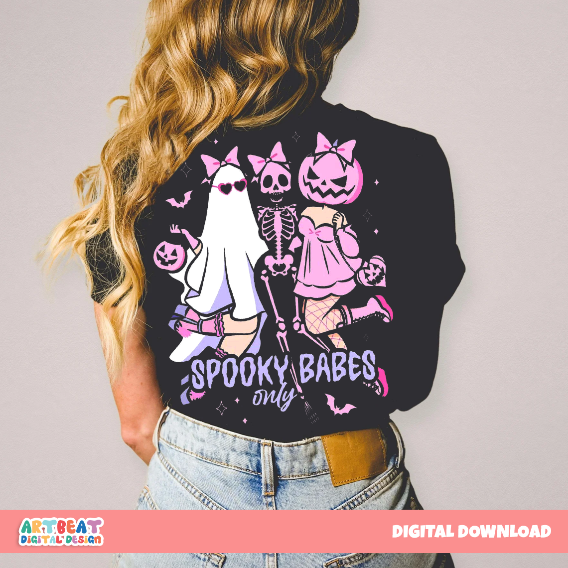 Halloween Spooky Babes PNG SVG, Cute Ghost Witch Digital Download, Retro Spooky Season Sublimation, Halloween Shirt Design Clipart
