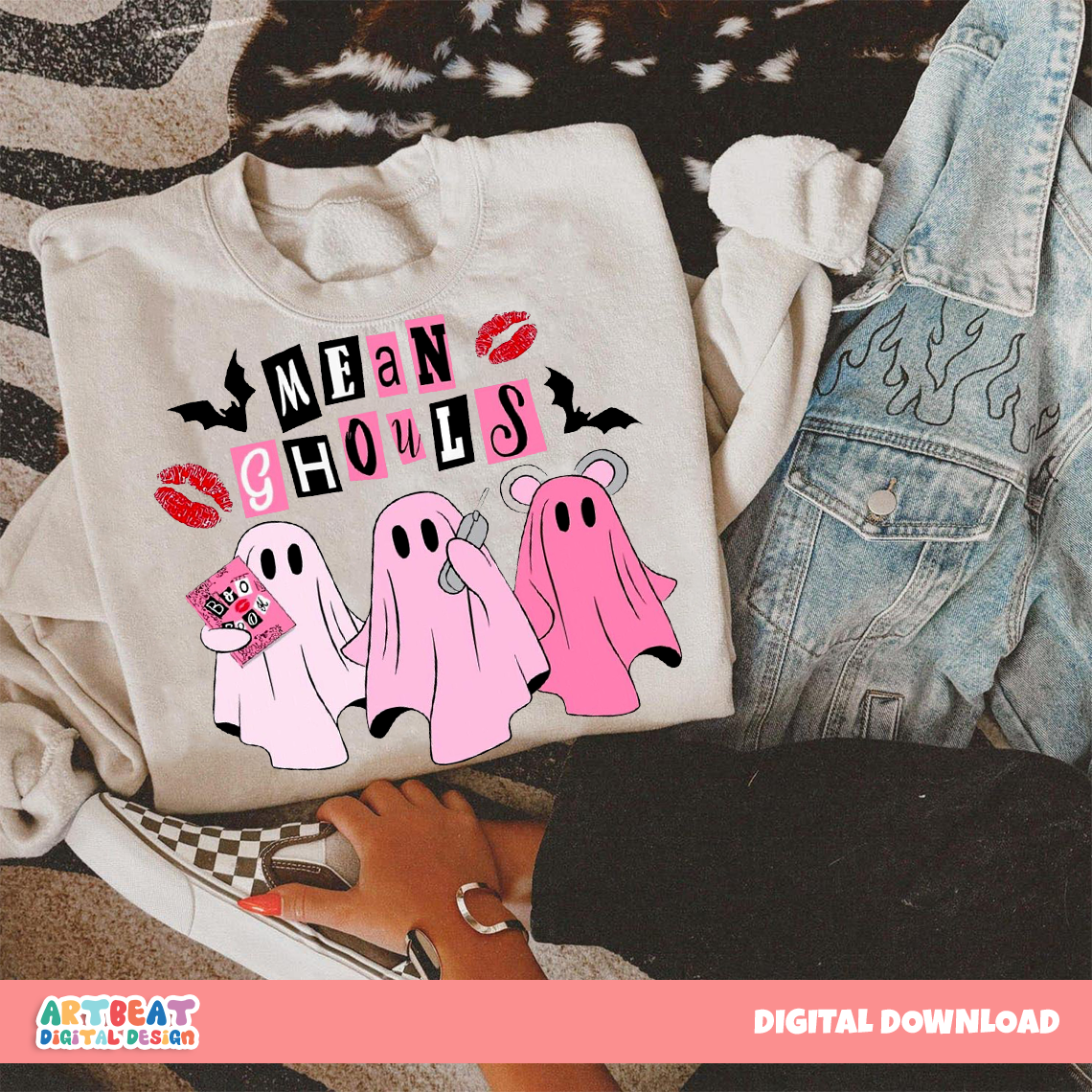Mean Ghouls Halloween PNG SVG, Funny Ghost Shirt Design, Spooky Season Sublimation Clipart, Cricut Halloween Digital Download