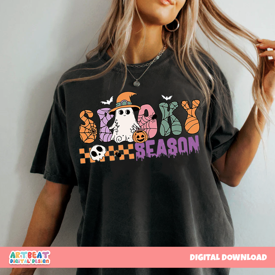 Halloween Spooky Season PNG SVG, Retro Halloween Clipart, Cute Ghost Pumpkin Digital Download for Shirts, Stickers & Sublimation