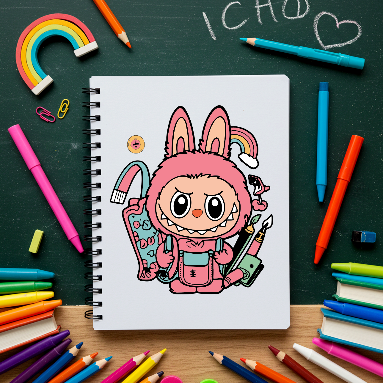 Labubu Back to School 2025 SVG PNG Bundle | Cute Monster Kids Clipart | Bunny Costume School Supplies | Teacher Cricut File Digital Download