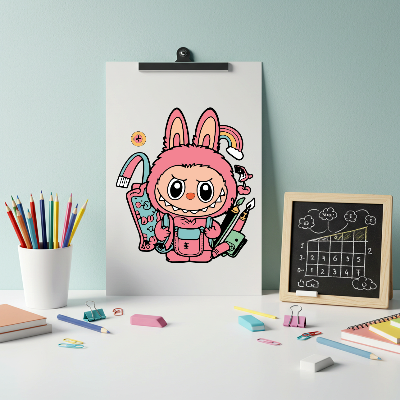 Labubu Back to School 2025 SVG PNG Bundle | Cute Monster Kids Clipart | Bunny Costume School Supplies | Teacher Cricut File Digital Download