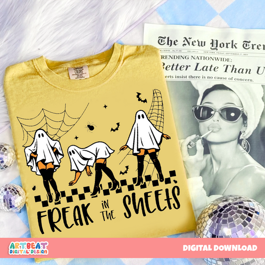 Freak in the Sheets Halloween PNG SVG, Funny Ghost Girl Shirt Design, Spooky Season Sublimation Clipart, Cricut Digital Download