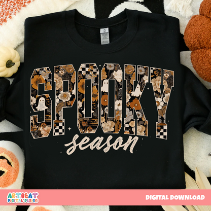 Spooky Season Pumpkin PNG SVG, Cute Halloween Clipart, Retro Pumpkin Sublimation for Shirts, Stickers, Mugs, Fall Crafts & Decor