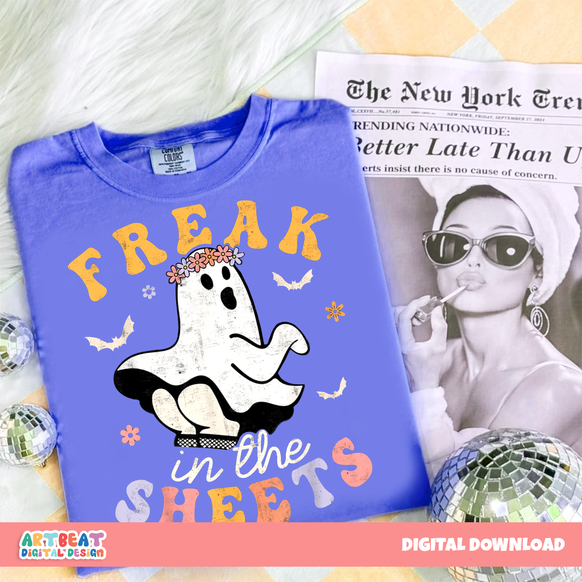 Freak in the Sheets Halloween PNG SVG, Funny Ghost Girl Shirt Design, Spooky Season Sublimation Clipart, Cricut Digital Download
