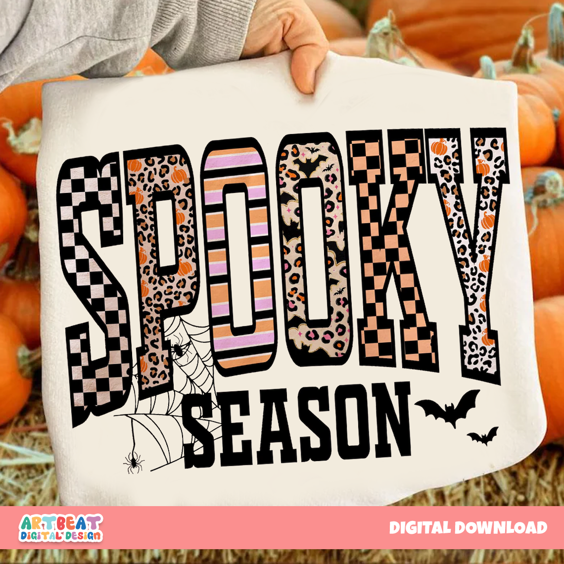 Retro Halloween Spooky PNG SVG, Vintage Ghost Pumpkin Clipart, Spooky Season Sublimation for Shirts, Stickers, Mugs & Crafts