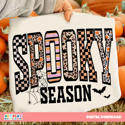 Retro Halloween Spooky PNG SVG, Vintage Ghost Pumpkin Clipart, Spooky Season Sublimation for Shirts, Stickers, Mugs & Crafts
