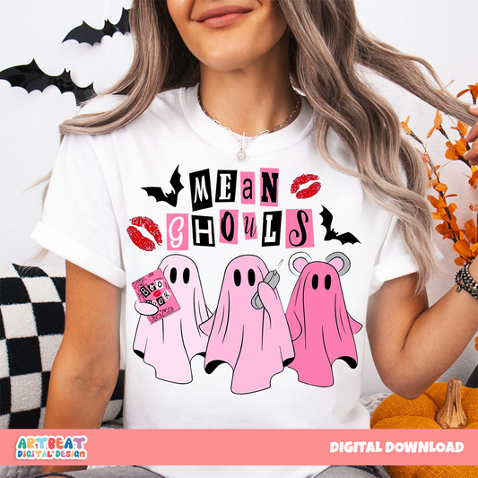 Mean Ghouls Halloween PNG SVG, Funny Ghost Shirt Design, Spooky Season Sublimation Clipart, Cricut Halloween Digital Download