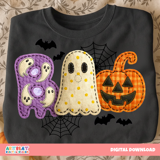 Preppy Boo Floral Ghost Pumpkin PNG SVG, Cute Halloween Clipart, Trendy Digital Download for Cricut, Sublimation & Stickers Digital Files