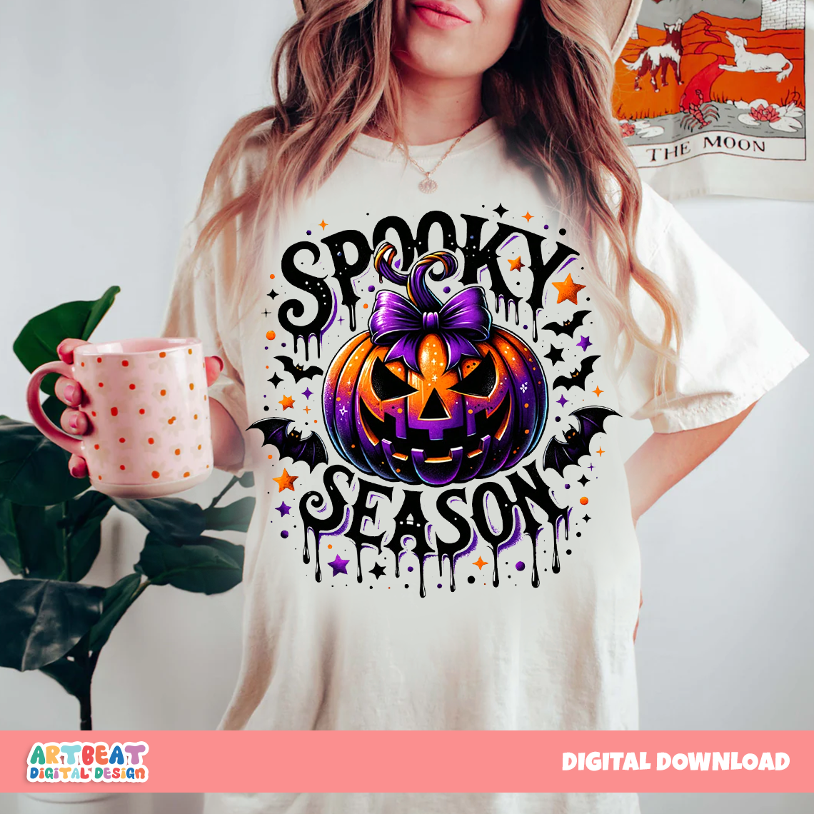 Spooky Season Pumpkin PNG SVG, Cute Halloween Clipart, Retro Pumpkin Sublimation for Shirts, Stickers, Mugs, Fall Crafts & Decor