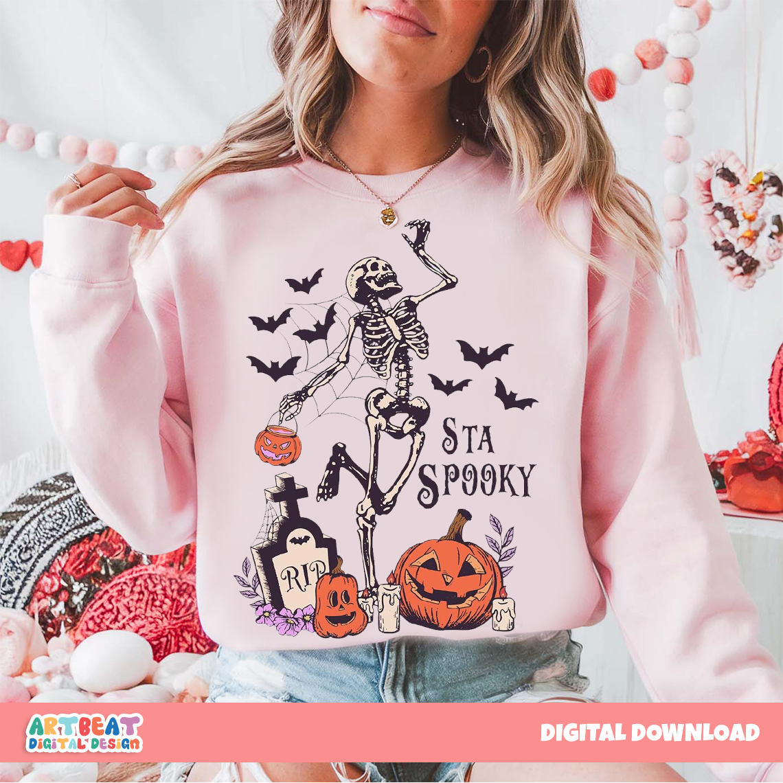 Stay Spooky Halloween PNG SVG, Ghost Pumpkin Spooky Season Sublimation, Funny Halloween Shirt Design, Cricut Cut File Digital Download