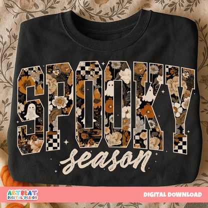 Spooky Season Pumpkin PNG SVG, Cute Halloween Clipart, Retro Pumpkin Sublimation for Shirts, Stickers, Mugs, Fall Crafts & Decor
