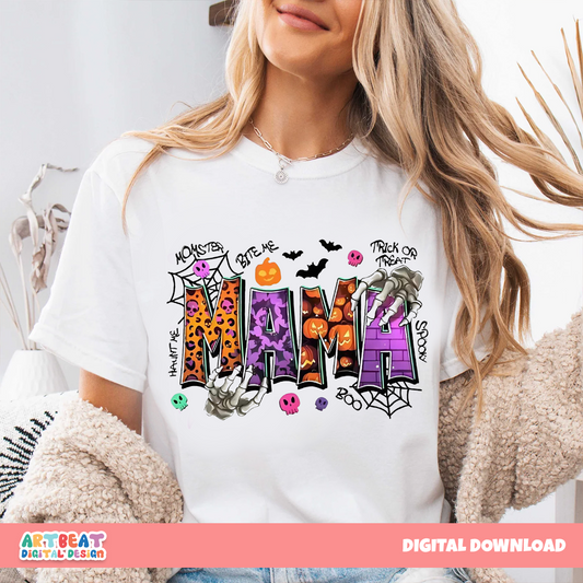 Mama Pumpkin Leopard PNG SVG, Fall Halloween Sublimation, Retro Leopard Print Pumpkin Clipart for Shirts, Mugs, Stickers & Crafts