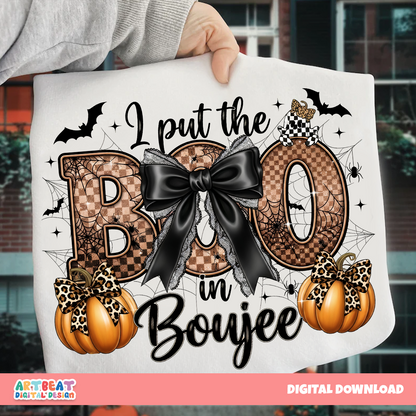 I Put The Boo in Boujee PNG SVG, Funny Boujee Ghost Halloween Shirt Design, Spooky Season Sublimation, Cricut Silhouette Files-Digital File