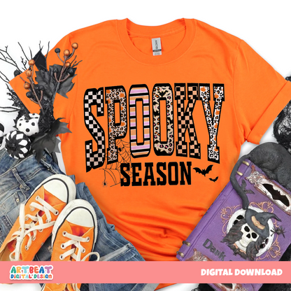 Retro Halloween Spooky PNG SVG, Vintage Ghost Pumpkin Clipart, Spooky Season Sublimation for Shirts, Stickers, Mugs & Crafts