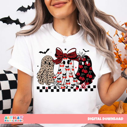 Cute Boo Ghost PNG SVG, Coquette Halloween Clipart, Retro Bow Ghost PNG, Fall Pumpkin Sublimation, Spooky Season Digital Download