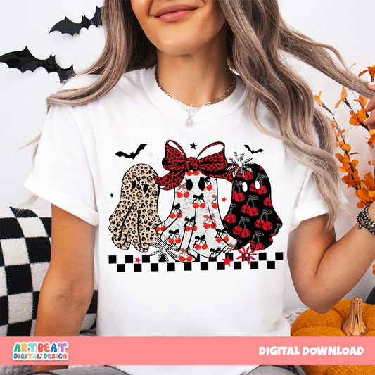 Cute Boo Ghost PNG SVG, Coquette Halloween Clipart, Retro Bow Ghost PNG, Fall Pumpkin Sublimation, Spooky Season Digital Download