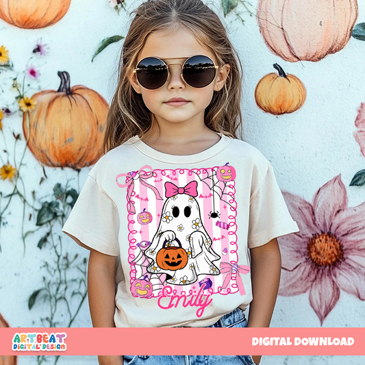 Halloween Kids Name PNG SVG, Custom Ghost Pumpkin Clipart, Cute Digital Download for Shirts, Stickers & Gifts, Boys and Girls, Kids Gift