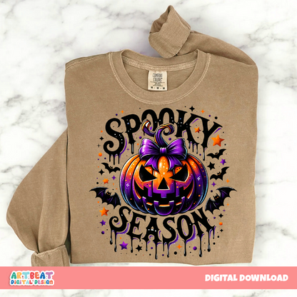 Spooky Season Pumpkin PNG SVG, Cute Halloween Clipart, Retro Pumpkin Sublimation for Shirts, Stickers, Mugs, Fall Crafts & Decor