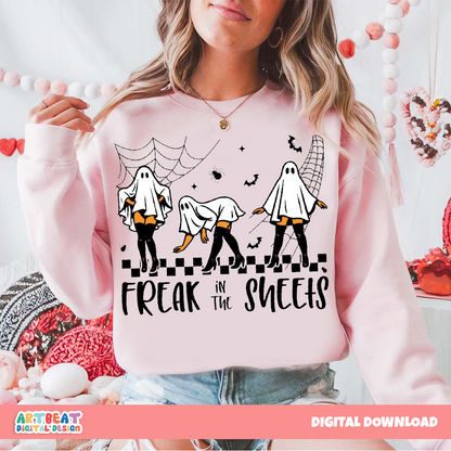 Freak in the Sheets Halloween PNG SVG, Funny Ghost Girl Shirt Design, Spooky Season Sublimation Clipart, Cricut Digital Download