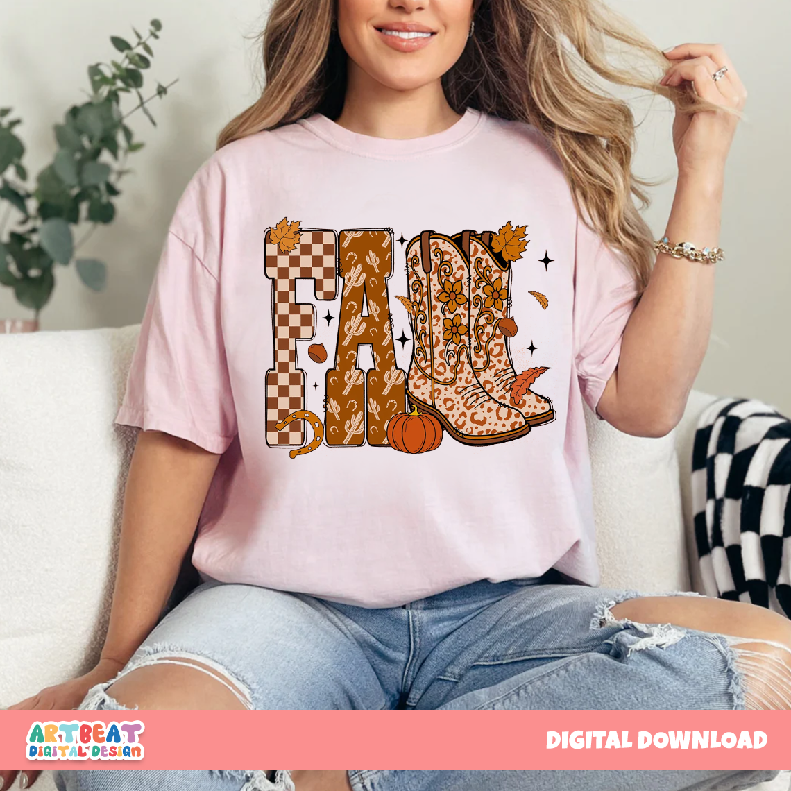 Cowboy Checkered Fall PNG SVG, Western Autumn Clipart, Retro Cowboy Hat PNG, Fall Sublimation Design, Thanksgiving Digital Download