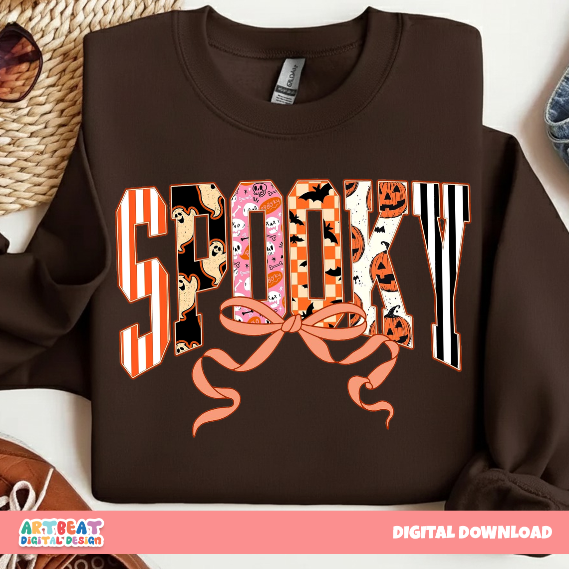 Spooky Season PNG SVG, Cute Halloween Clipart, Retro Pumpkin Sublimation for Shirts, Stickers, Mugs, Fall Crafts, Decor Pumpkin Digital File