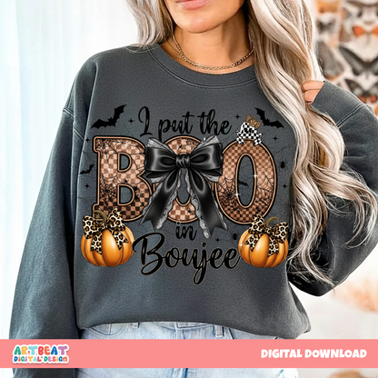 I Put The Boo in Boujee PNG SVG, Funny Boujee Ghost Halloween Shirt Design, Spooky Season Sublimation, Cricut Silhouette Files-Digital File