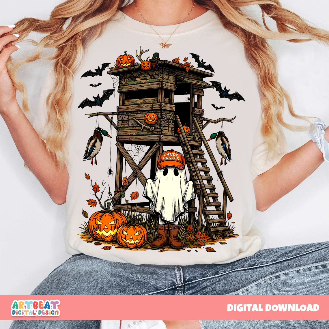 Candy Hunter Halloween Ghosts PNG SVG, Trick or Treat Clipart, Cute Spooky Season Sublimation, Cricut Silhouette Files