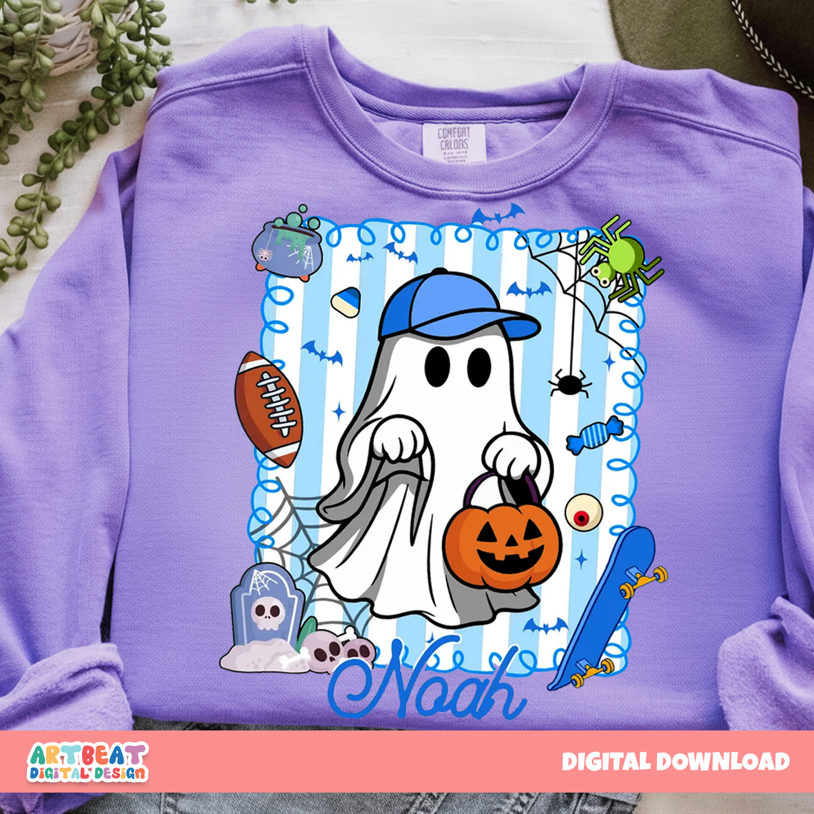 Halloween Kids Name PNG SVG, Custom Ghost Pumpkin Clipart, Cute Digital Download for Shirts, Stickers & Gifts, Boys and Girls, Kids Gift