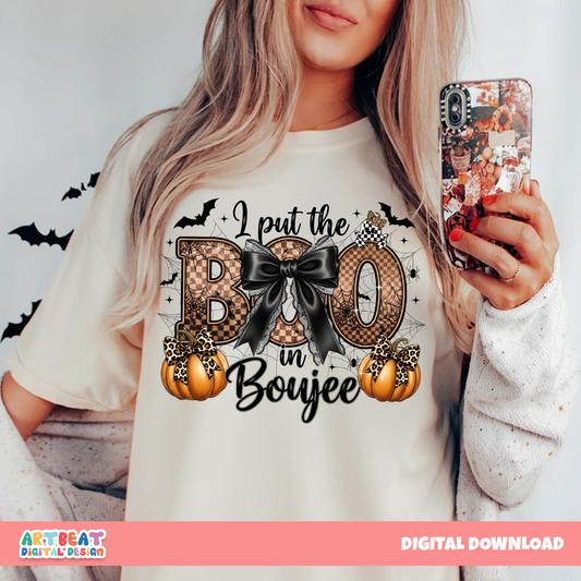 I Put The Boo in Boujee PNG SVG, Funny Boujee Ghost Halloween Shirt Design, Spooky Season Sublimation, Cricut Silhouette Files-Digital File