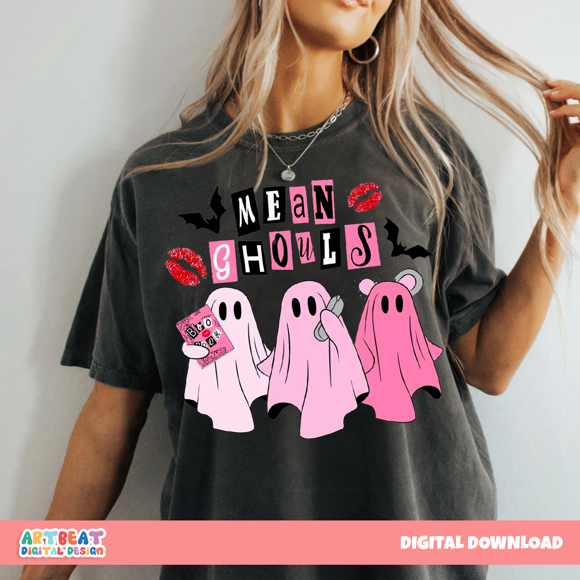 Mean Ghouls Halloween PNG SVG, Funny Ghost Shirt Design, Spooky Season Sublimation Clipart, Cricut Halloween Digital Download
