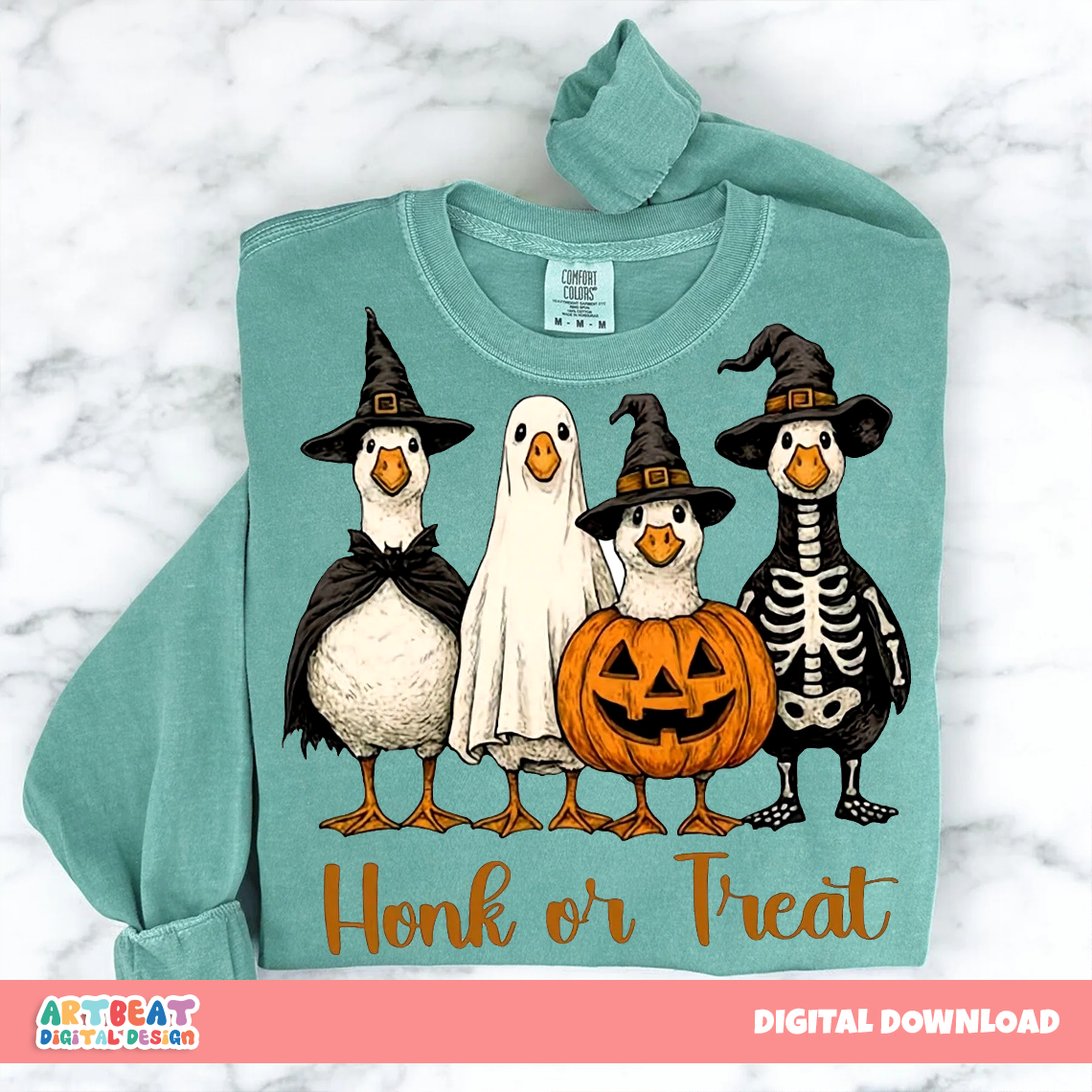 Halloween Honk or Treat PNG SVG, Funny Goose Duck Halloween Shirt Design, Spooky Season Sublimation, Cricut Cut File Digital Download