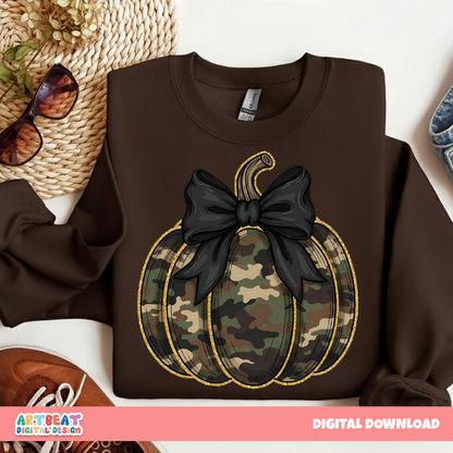 Camo Pumpkin Glitter PNG SVG, Fall Sublimation Design, Hunting Camo Pumpkin Clipart, Autumn Thanksgiving Cricut Silhouette Files