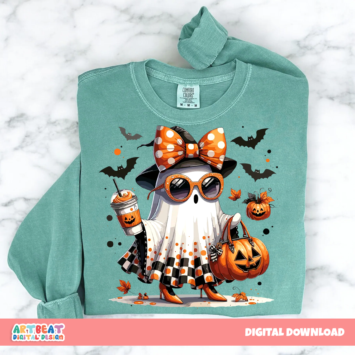 Ghost Pumpkin Season Halloween PNG SVG, Fall Pumpkin Patch Sublimation, Autumn Spooky Season Shirt Design, Cricut Cut File Digital Download