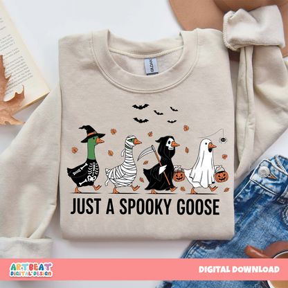 Halloween Spooky Goose PNG SVG, Funny Goose Clipart, Retro Halloween Sublimation, Digital Download for Shirts, Stickers & Crafts