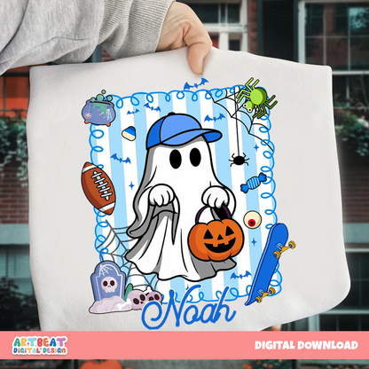 Halloween Kids Name PNG SVG, Custom Ghost Pumpkin Clipart, Cute Digital Download for Shirts, Stickers & Gifts, Boys and Girls, Kids Gift