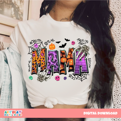 Mama Pumpkin Leopard PNG SVG, Fall Halloween Sublimation, Retro Leopard Print Pumpkin Clipart for Shirts, Mugs, Stickers & Crafts