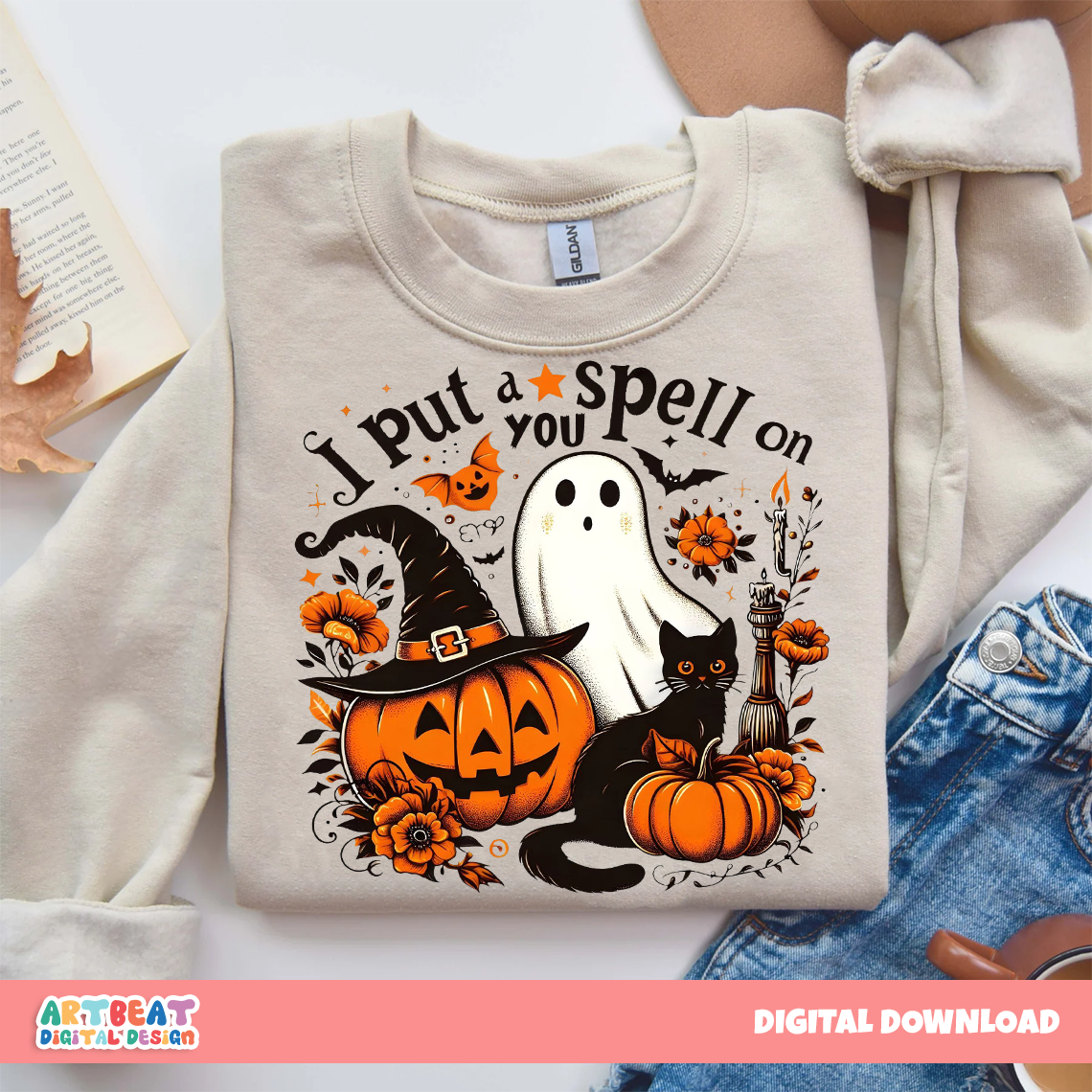 Halloween Ghost T-Shirt PNG SVG, I Put a Spell On You Sublimation Design, Cute Spooky Season Clipart, Halloween Shirt Digital Download