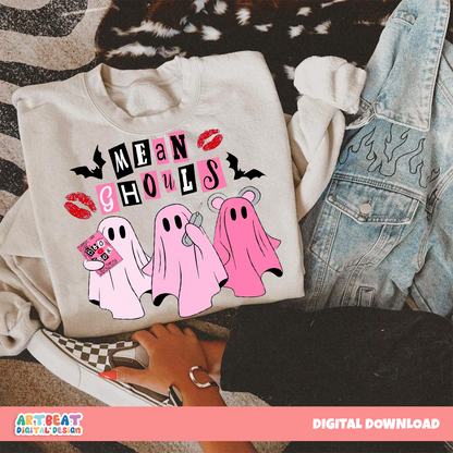 Mean Ghouls Halloween PNG SVG, Funny Ghost Shirt Design, Spooky Season Sublimation Clipart, Cricut Halloween Digital Download