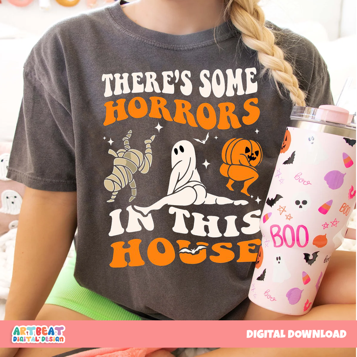 There’s Some Horrors in This House PNG SVG, Funny Halloween Shirt Design, Ghost Sublimation Clipart, Spooky Season Digital Download