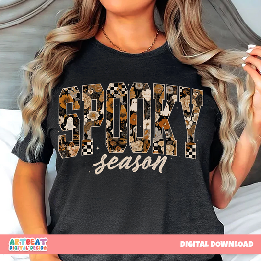 Spooky Season Pumpkin PNG SVG, Cute Halloween Clipart, Retro Pumpkin Sublimation for Shirts, Stickers, Mugs, Fall Crafts & Decor