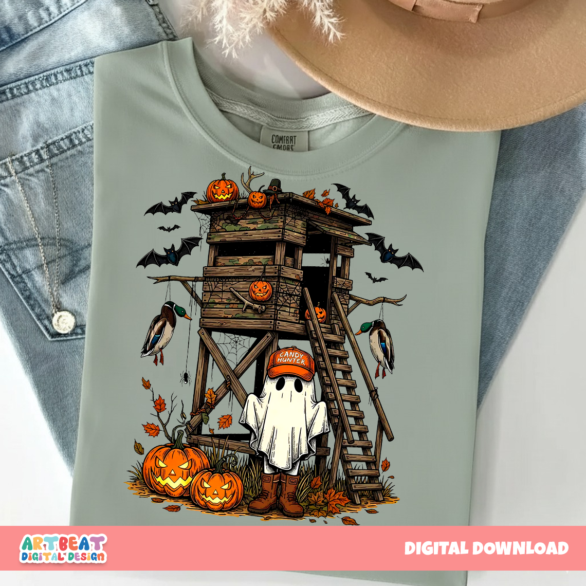 Candy Hunter Halloween Ghosts PNG SVG, Trick or Treat Clipart, Cute Spooky Season Sublimation, Cricut Silhouette Files